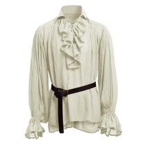Camisa Masculina Medieval Vintage – Manga Comprida com Babados