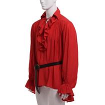 Camisa Masculina Medieval Vintage – Manga Comprida com Babados