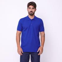 Camisa Masculina Modelo Gola Polo Tecido de Piquet Azul Royal