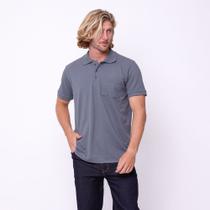 Camisa Masculina Modelo Gola Polo Tecido de Piquet Cinza Chumbo