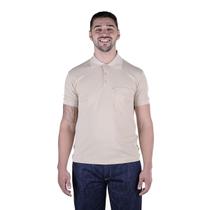 Camisa Masculina Modelo Gola Polo Tecido de Piquet Cor Areia Camisa Masculina Modelo Gola Polo Tecido de Piquet Cor Areia