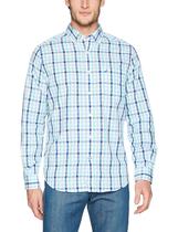 Camisa masculina Nautica resistente a rugas de manga comprida com botões frontais Camisa masculina Nautica resistente a rugas de manga comprida com botões frontais