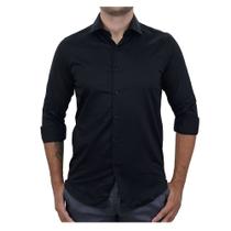 Camisa Masculina Navaratti ML Slim Fit Cetim Preta - CNVLC47 Camisa Masculina Navaratti ML Slim Fit Cetim Preta - CNVLC47