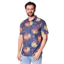 Camisa Masculina Nicoboco Estampada Manga Curta Marinho