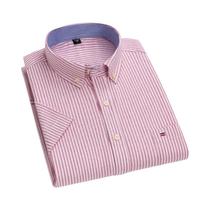 Camisa Masculina Oxford 100% Algodão - Manga Curta, Xadrez Listrado, Oversized