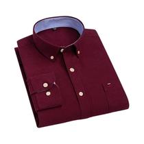 Camisa Masculina Oxford de Algodão - Manga Comprida (5XL-7XL) - Confortável para Viagem e Uso Casual