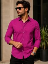 Camisa Masculina Perpochi Slim Manga Longa Pink Camisa Masculina Perpochi Slim Manga Longa Pink