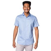 Camisa Masculina Pitt Manga Curta em Algodão Azul Claro