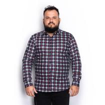 Camisa Masculina Plus Size Algodão Xadrez Manga Longa Casual