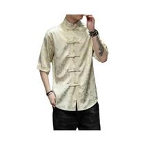 Camisa Masculina plus Size De Manga Curta Estilo Dragão Kung Fu, Elegante Top Tradicional Chinês