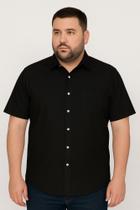 Camisa Masculina Plus Size Manga Curta Tricoline Azul Caw Camisa Masculina Plus Size Manga Curta Tricoline Azul Caw