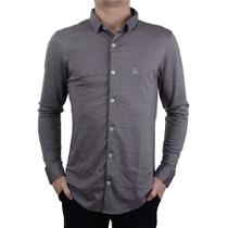Camisa Masculina Porto&Co ML Casual Cinza - P1076