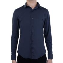 Camisa Masculina Porto&Co ML Slim Fit Cinza - P1120