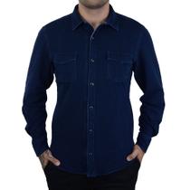 Camisa Masculina Porto&Co ML Slim Fit Malha Marinho - P1126