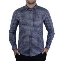 Camisa Masculina Porto&Co ML Xadrez Slim Fit Marinho - P1096