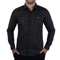 Camisa Masculina Porto&Co ML Xadrez Slim Fit Preta - P1102