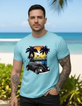 Camisa Masculina Premium Estampada Fusca Carro Paisagem Praia Em Algodão