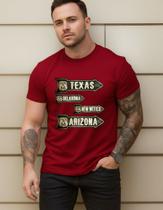 Camisa Masculina Premium Estampada Placas Americanas Texas