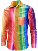 Camisa masculina QZH.DUAO com botões frontais, ajuste justo, estampa floral CS 38A