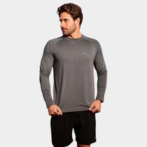Camisa Masculina Raglan Manga Longa Cinza TR4 Slim Proteção Uv Academia Dia a Dia