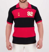 Camisa masculina retro flamengo rubronegro 1992 100% algodão