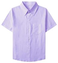 Camisa masculina SANGTREE de manga curta com botões lilás 13-14Y Camisa masculina SANGTREE de manga curta com botões lilás 13-14Y