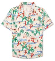 Camisa masculina SANGTREE, havaiana, manga curta, floral, 5-6Y, bege Camisa masculina SANGTREE, havaiana, manga curta, floral, 5-6Y, bege