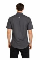 Camisa Masculina Sarja Manga Curta R Sete Slim Plus Size 2 Bolsos