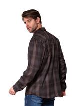 Camisa Masculina Sarja Xadrez Marrom