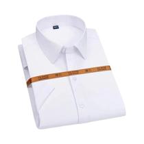 Camisa Masculina Slim Fit De Manga Curta, Cor Sólida, Sem Necessidade De Passar, Casual Para
