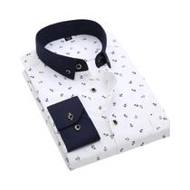 Camisa Masculina Slim Fit Estampada De Manga Longa Primavera Verão Sem Necessidade De Passar a Ferro