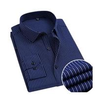 Camisa Masculina Slim Fit Listrada De Manga Longa, Não Amassa, Antirrugas, Confortável E Respirável