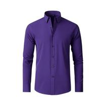 Camisa Masculina Slim Fit Manga Longa Branca 6XL - Primavera/Outono