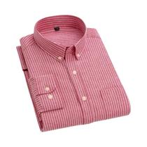 Camisa Masculina Slim Fit Oxford De Manga Longa Em Algodão, Casual Para Negócios, Anti-Rugas E De