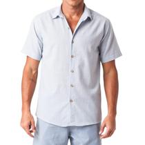 Camisa Masculina Slim Flamê Manga Curta Azul Claro Zune