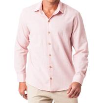 Camisa Masculina Slim Flamê Manga Longa Rosa Zune