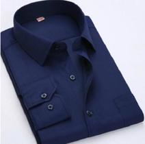 Camisa masculina slim manga longa azul marinho Camisa masculina slim manga longa azul marinho