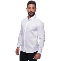 Camisa Masculina Slim Manga Longa Lisa Acetinada Social