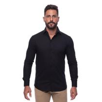 Camisa Masculina Slim Manga Longa Lisa Acetinada Social