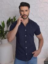 Camisa Masculina Slim Micro Xadrez Manga Curta Conquest Camisa Masculina Slim Micro Xadrez Manga Curta Conquest