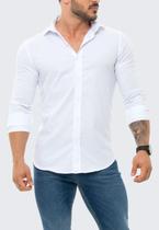 Camisa Masculina Slin Social Manga Longa Branca