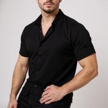 Camisa Masculina Social Botão Manga Curta Slim