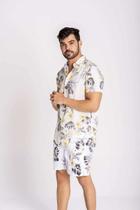 Camisa Masculina Social Favela Chik M/C Estampada Blooms