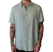 Camisa Masculina Social Manga Curta Verde Viscose Feminina Camisa Masculina Social Manga Curta Verde Viscose Feminina