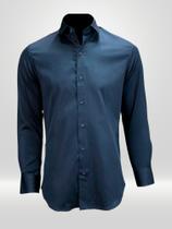 Camisa Masculina Social Manga Longa Azul Marinho