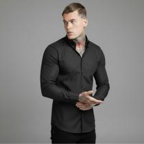 Camisa Masculina Social Manga Longa Slim Elastano Premium