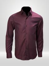 Camisa Masculina Social Manga Longa VRS Detalhe Marsala