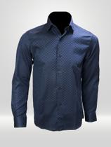 Camisa Masculina Social Manga Longa VRS Quadricular Azul e Preto Camisa Masculina Social Manga Longa VRS Quadricular Azul e Preto