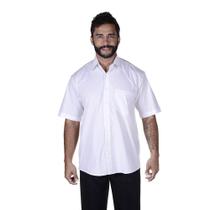 Camisa Masculina Social Tecido de Microfibra Branca Manga Curta