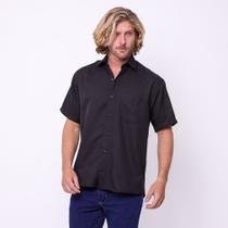 Camisa Masculina Social Tecido de Microfibra Preto Manga Curta Camisa Masculina Social Tecido de Microfibra Preto Manga Curta